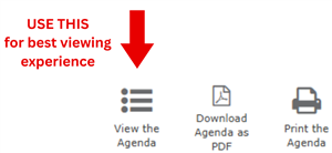 red arrow pointing to view agenda icon